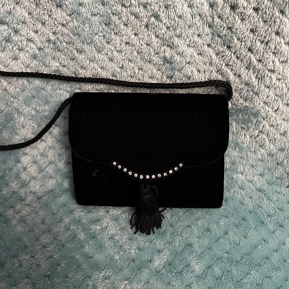 Small Velvet rhinestone embellished purse